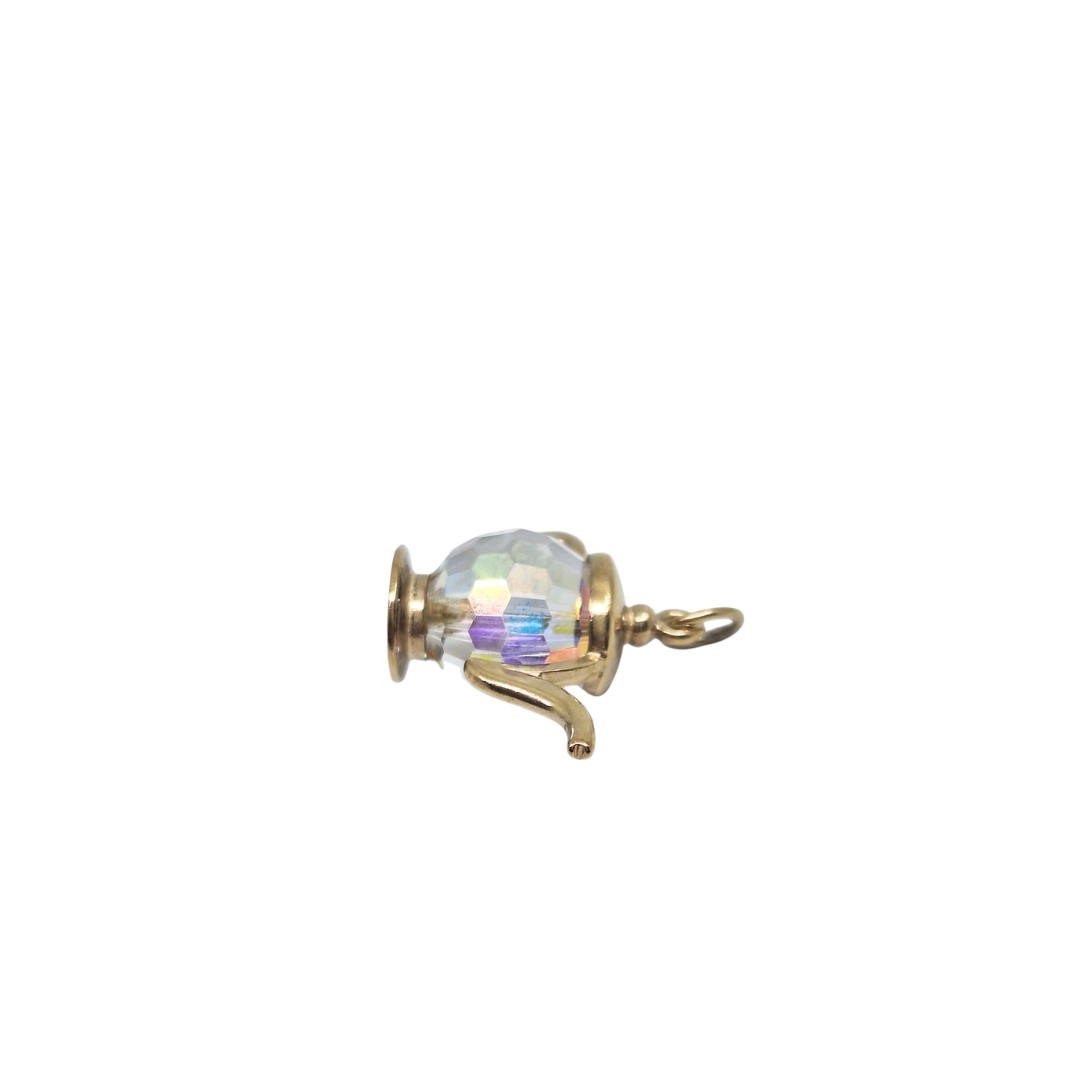 9ct Yellow Gold Crystal Teapot Charm