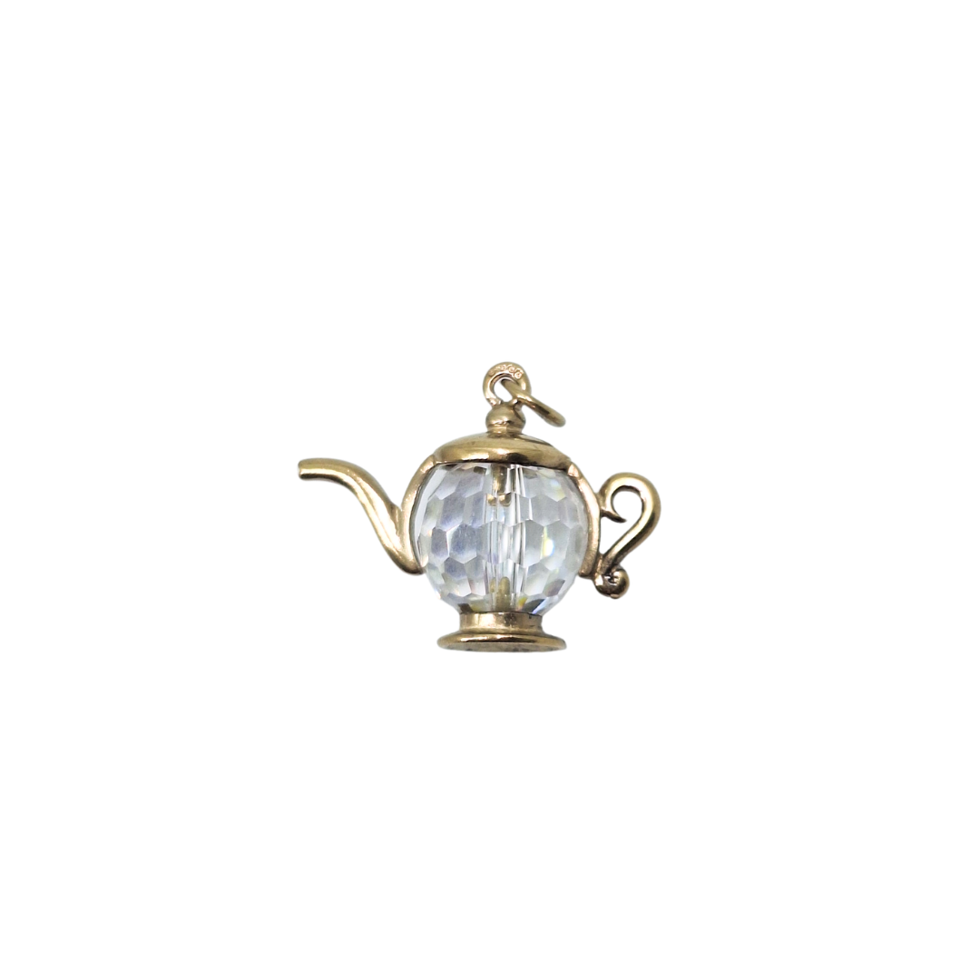 9ct Yellow Gold Crystal Teapot Charm