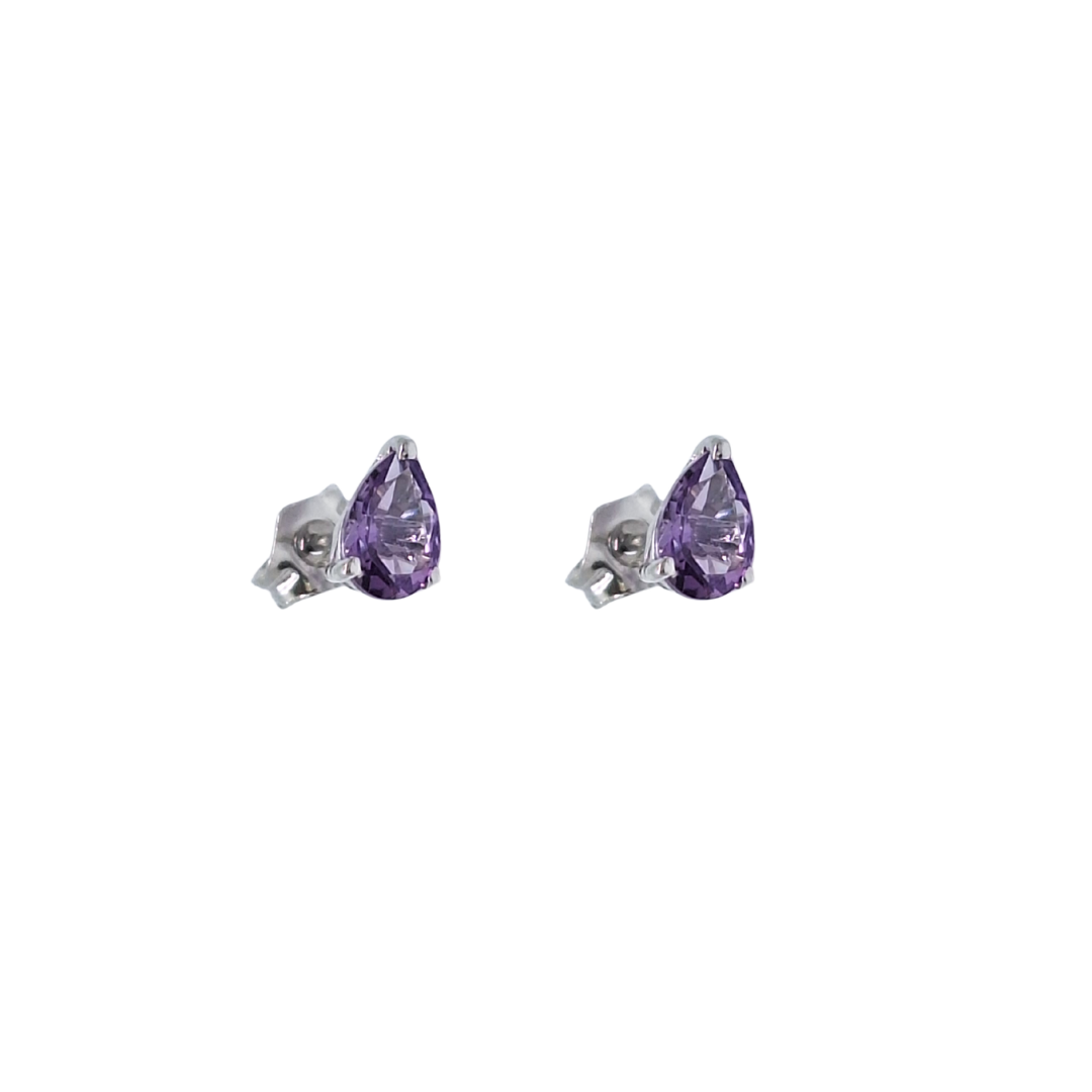 9ct White Gold Amethyst Stud Earrings
