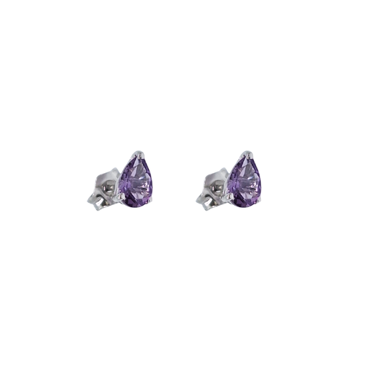 9ct White Gold Amethyst Stud Earrings