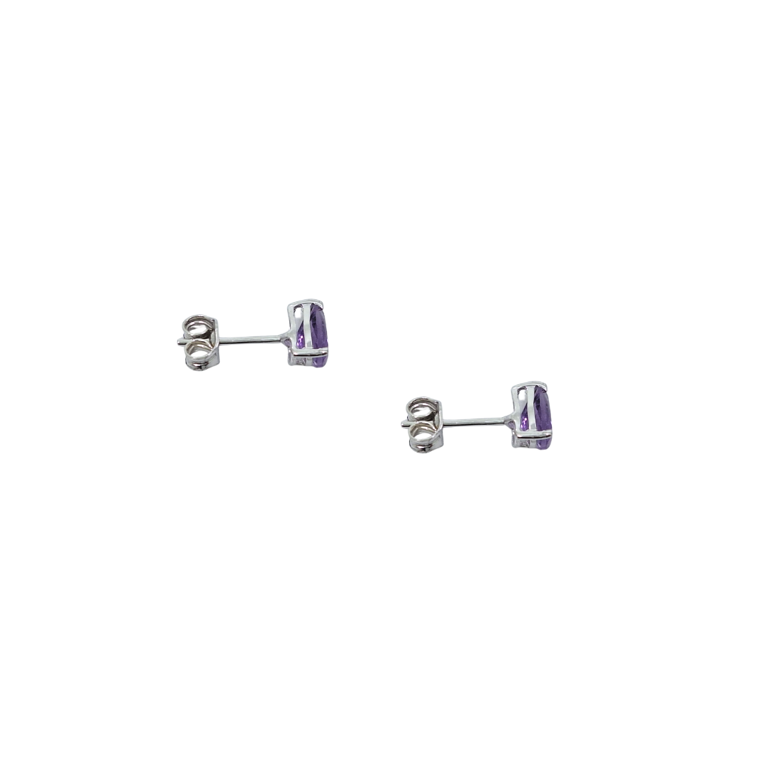 9ct White Gold Amethyst Stud Earrings