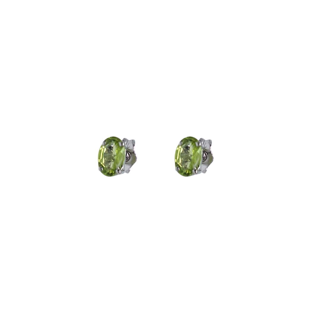 9ct White Gold Peridot Stud Earrings