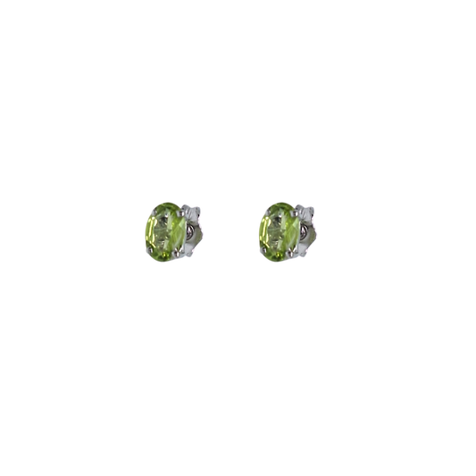 9ct White Gold Peridot Stud Earrings
