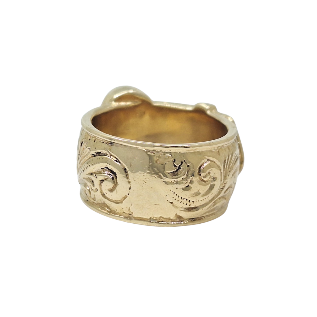 9ct Yellow Gold Diamond Set Buckle Ring