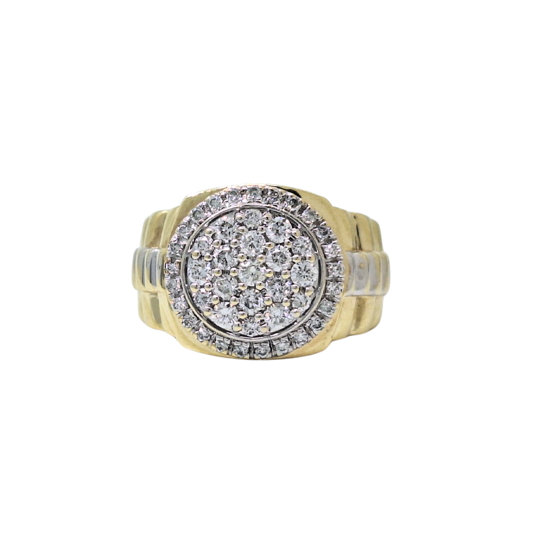 9ct Two Colour Rolex Style Diamond Signet Ring
