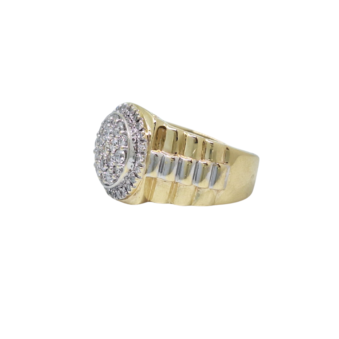 9ct Two Colour Rolex Style Diamond Signet Ring