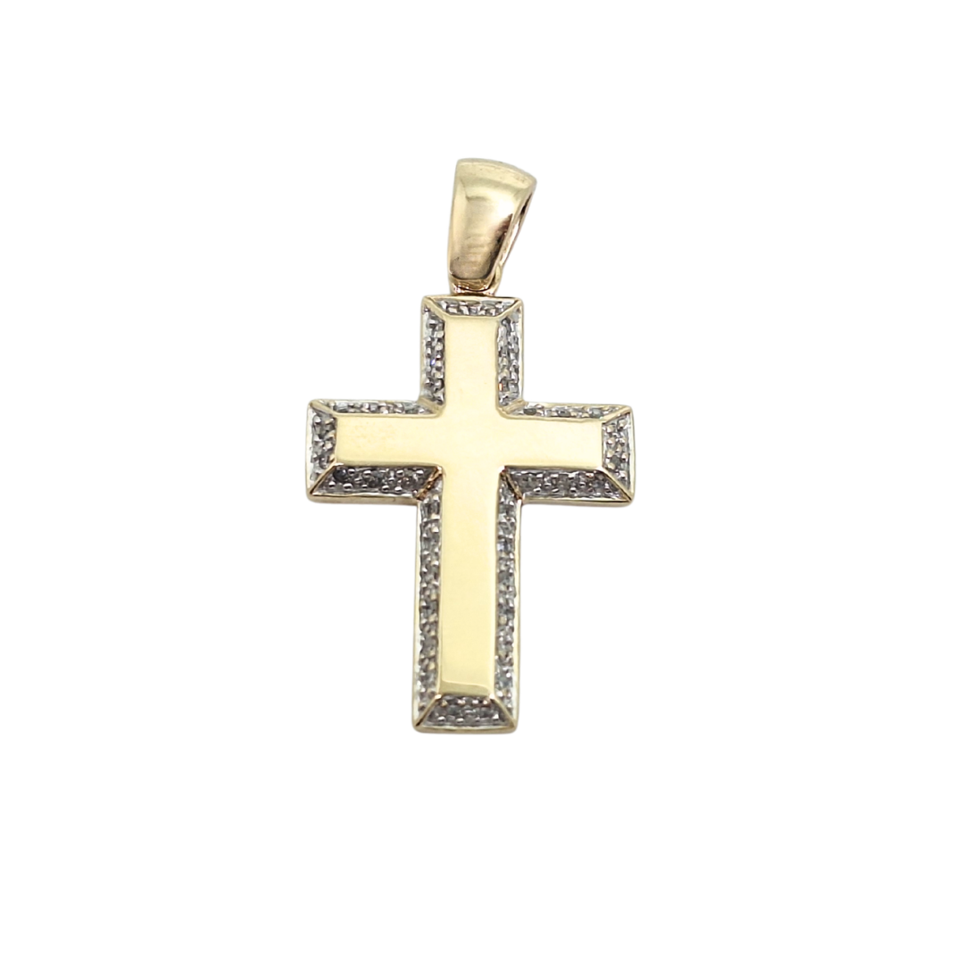 9ct Yellow Gold Diamond Cross Pendant