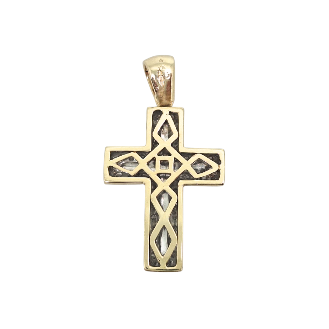 9ct Yellow Gold Diamond Cross Pendant