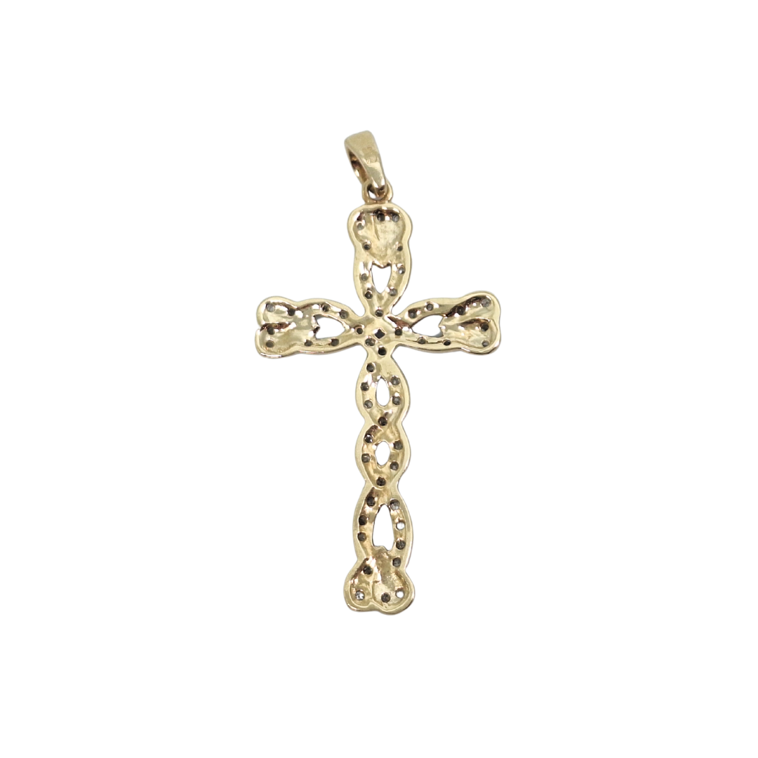 9ct Yellow Gold Diamond Cross Pendant