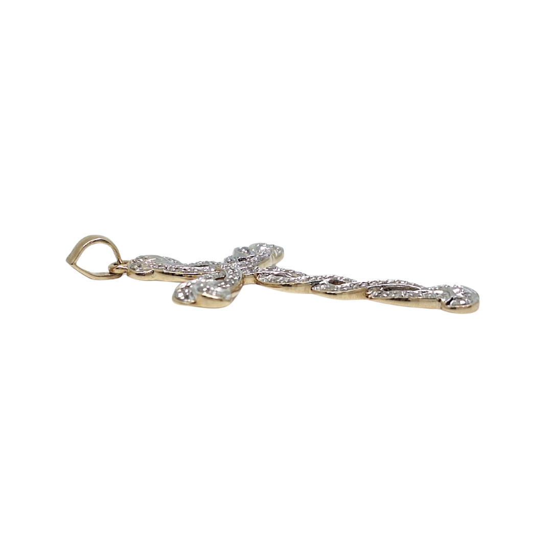 9ct Yellow Gold Diamond Cross Pendant