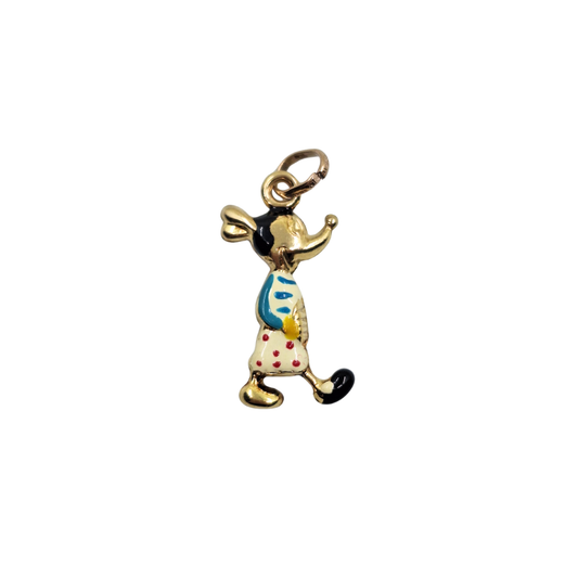 9ct Yellow Gold Hollow Enamel Mickey Mouse Charm