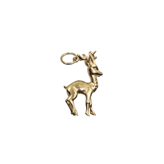 9ct Yellow Gold Solid Reindeer Charm