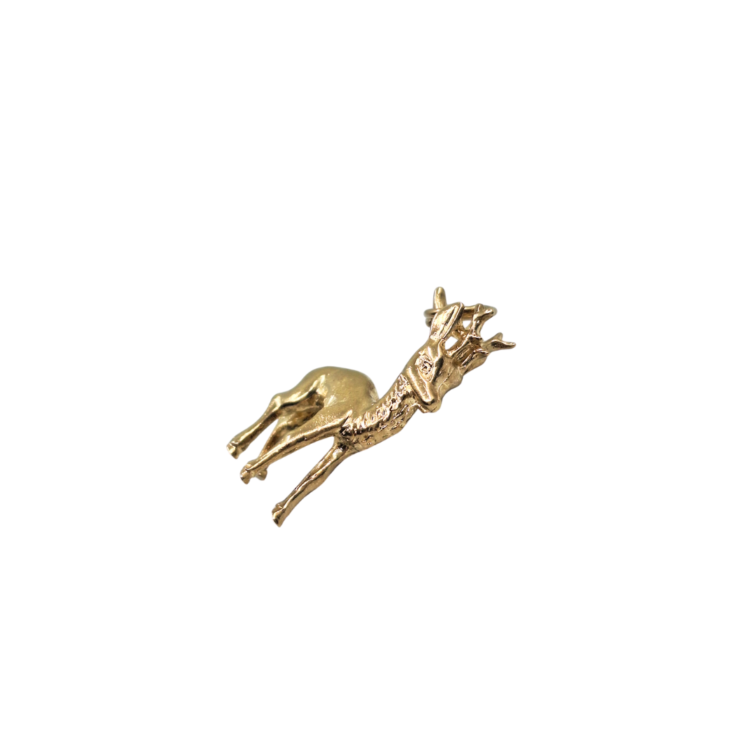 9ct Yellow Gold Solid Reindeer Charm