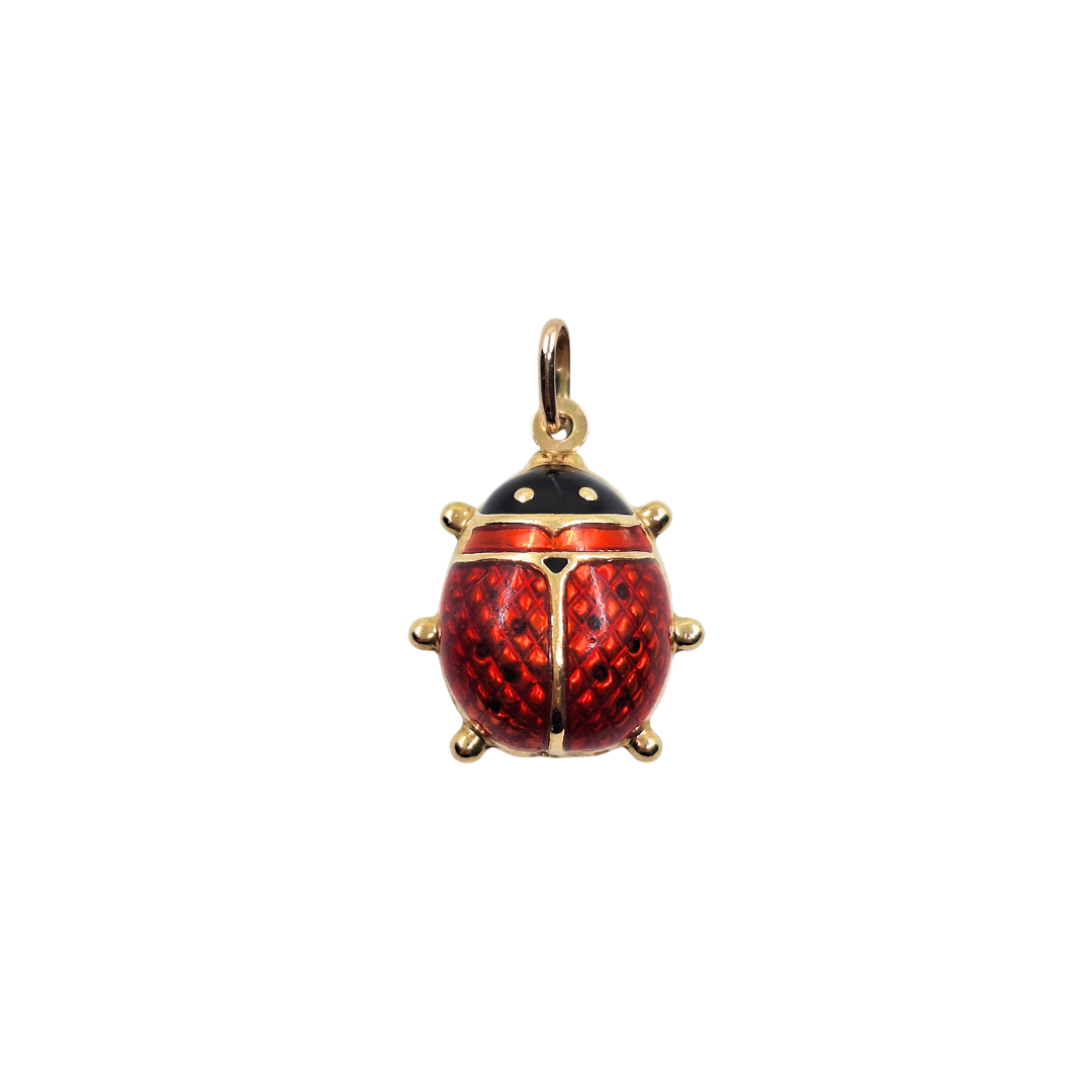 9ct Yellow Gold Enamel Hollow Ladybird Charm