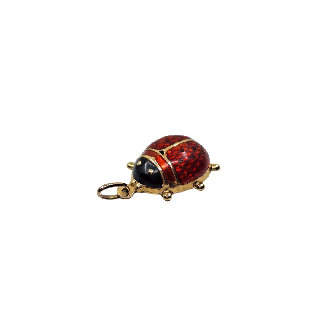 9ct Yellow Gold Enamel Hollow Ladybird Charm