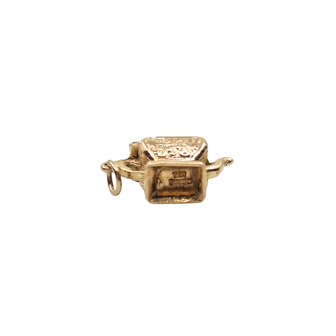 9ct Yellow Gold Solid Engraved Teapot Charm