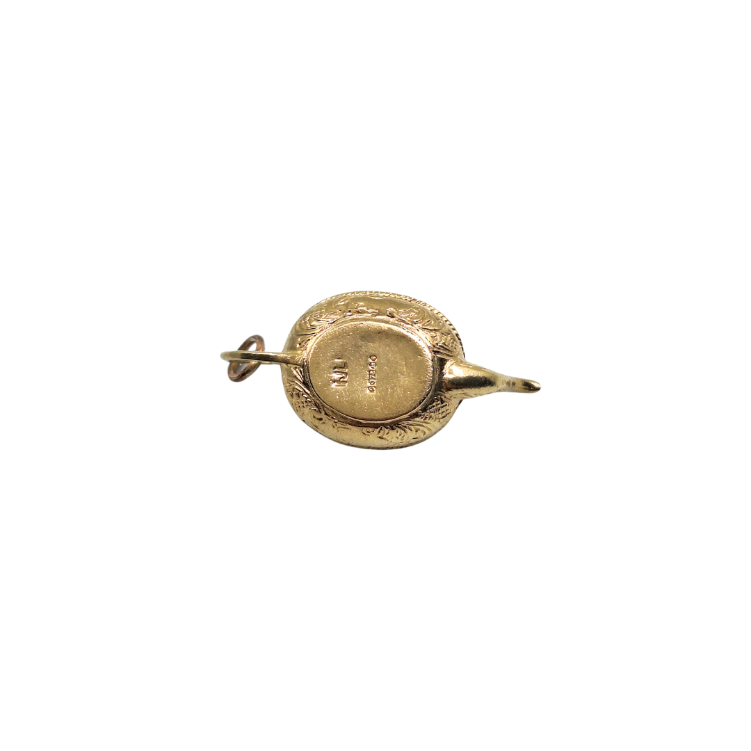 9ct Yellow Gold Engraved Teapot Charm