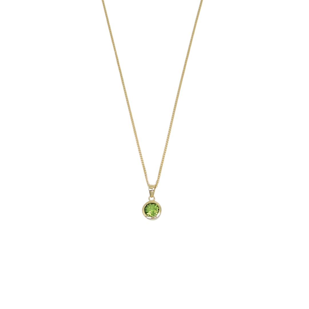 9ct Yellow Gold Peridot Pendant & Chain 16-18"