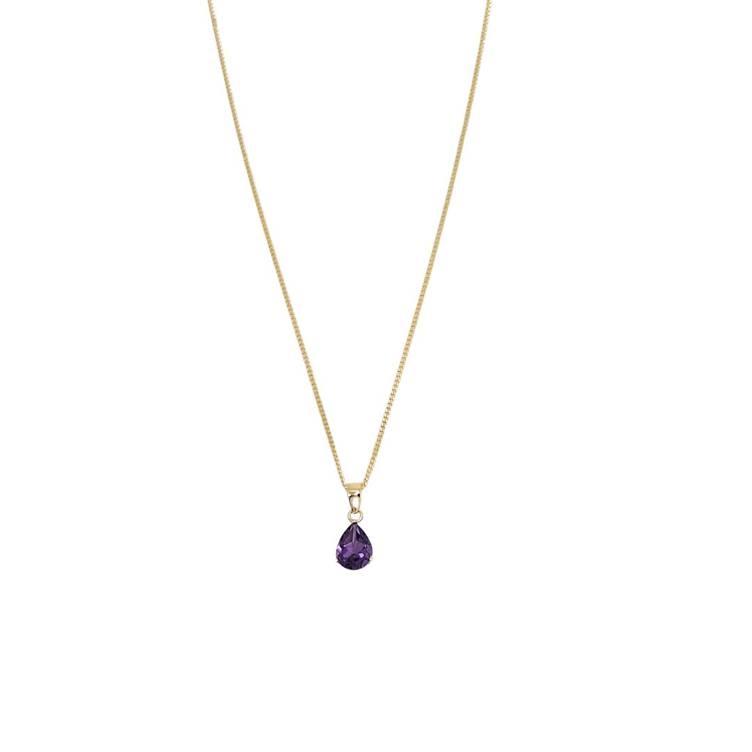 9ct Yellow Amethyst Pendant & Chain 16-18"