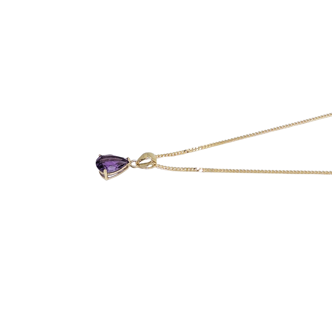 9ct Yellow Amethyst Pendant & Chain 16-18"