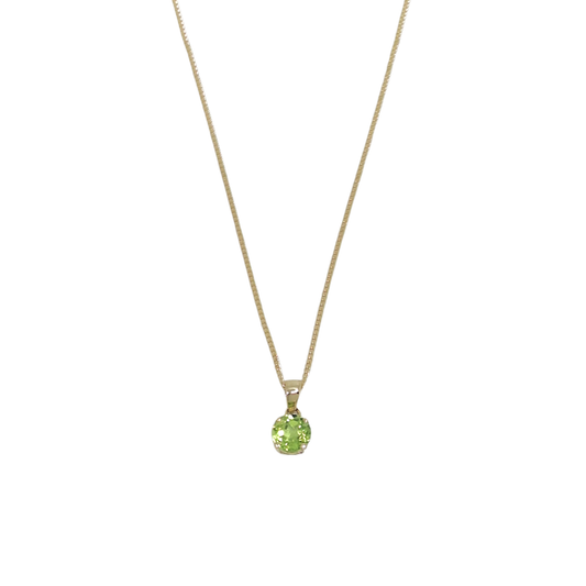 9ct Yellow Gold Peridot Pendant & Chain 16-18"