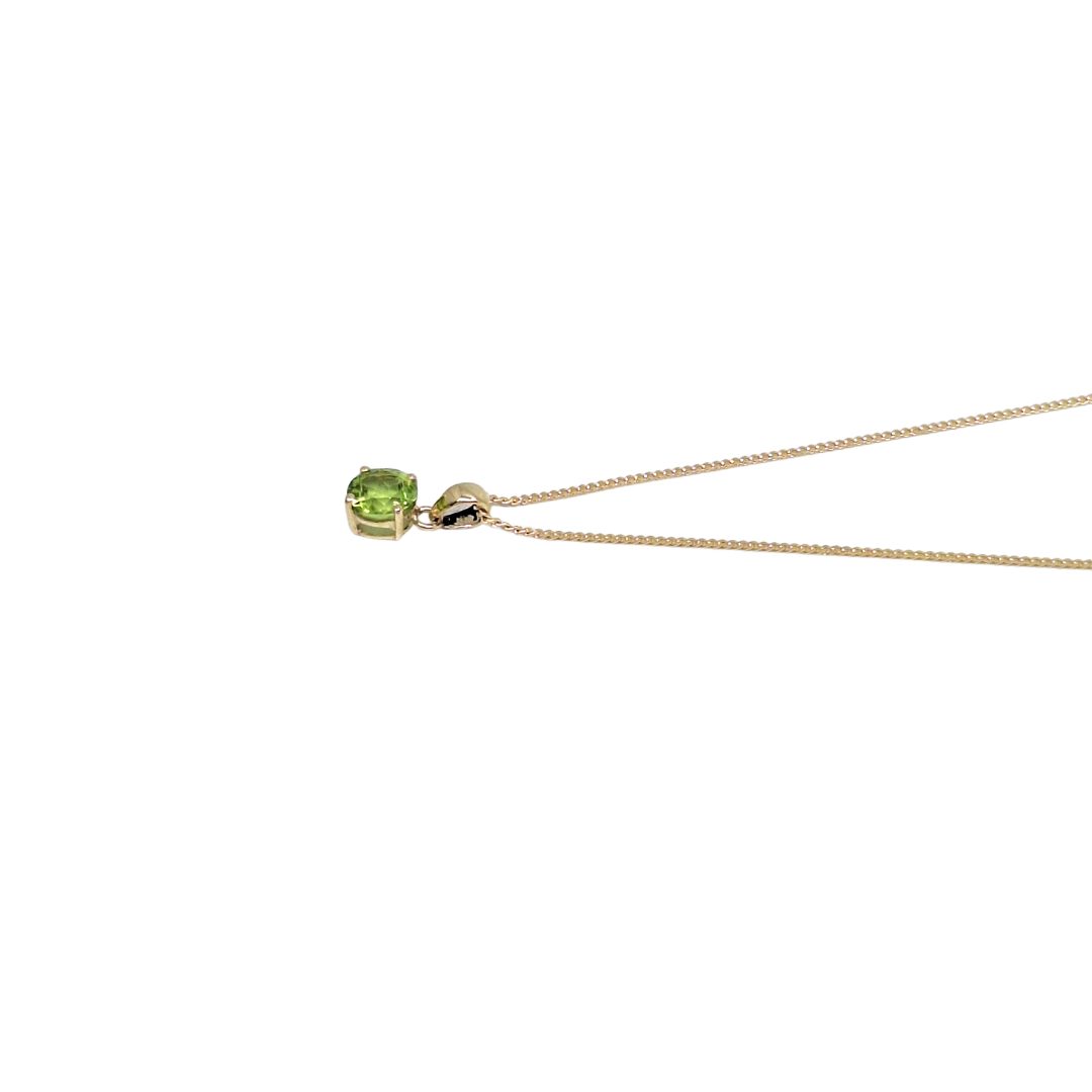 9ct Yellow Gold Peridot Pendant & Chain 16-18"