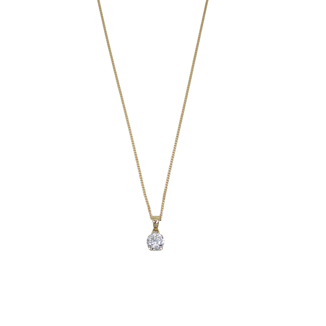 9ct Yellow Gold Cubic Zirconia Pendant & Chain 16-18"
