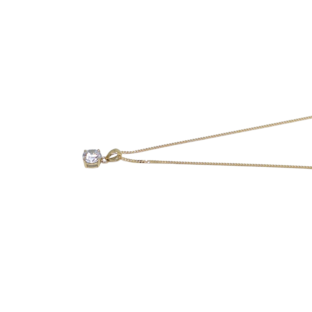 9ct Yellow Gold Cubic Zirconia Pendant & Chain 16-18"