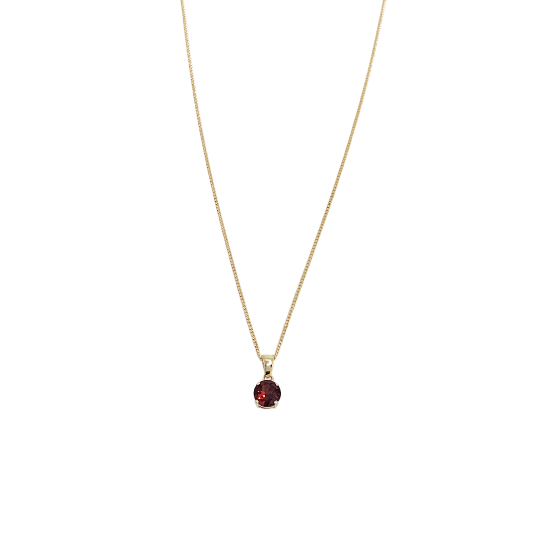 9ct Yellow Gold Garnet Pendant & Chain 16-18"