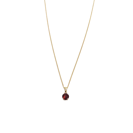 9ct Yellow Gold Garnet Pendant & Chain 16-18"