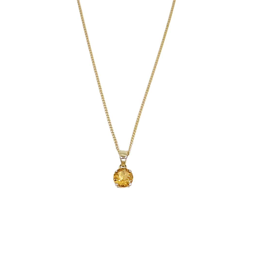 9ct Yellow Gold Citrine Pendant & Chain 16-18"