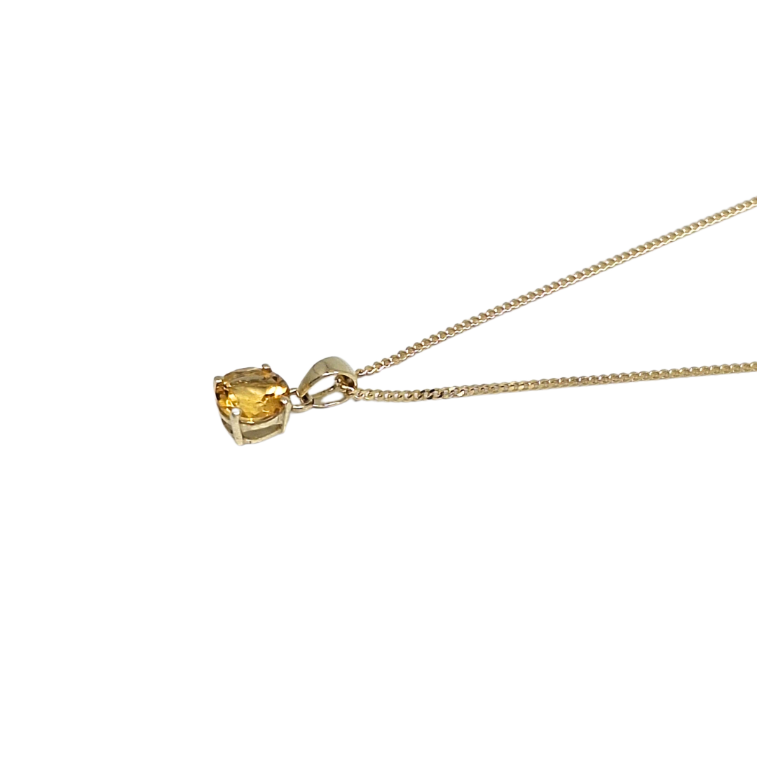 9ct Yellow Gold Citrine Pendant & Chain 16-18"