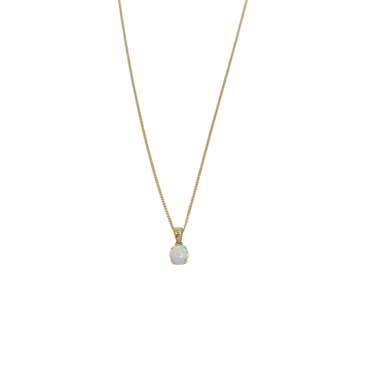 9ct Yellow Gold Opal Pendant & Chain 16-18"