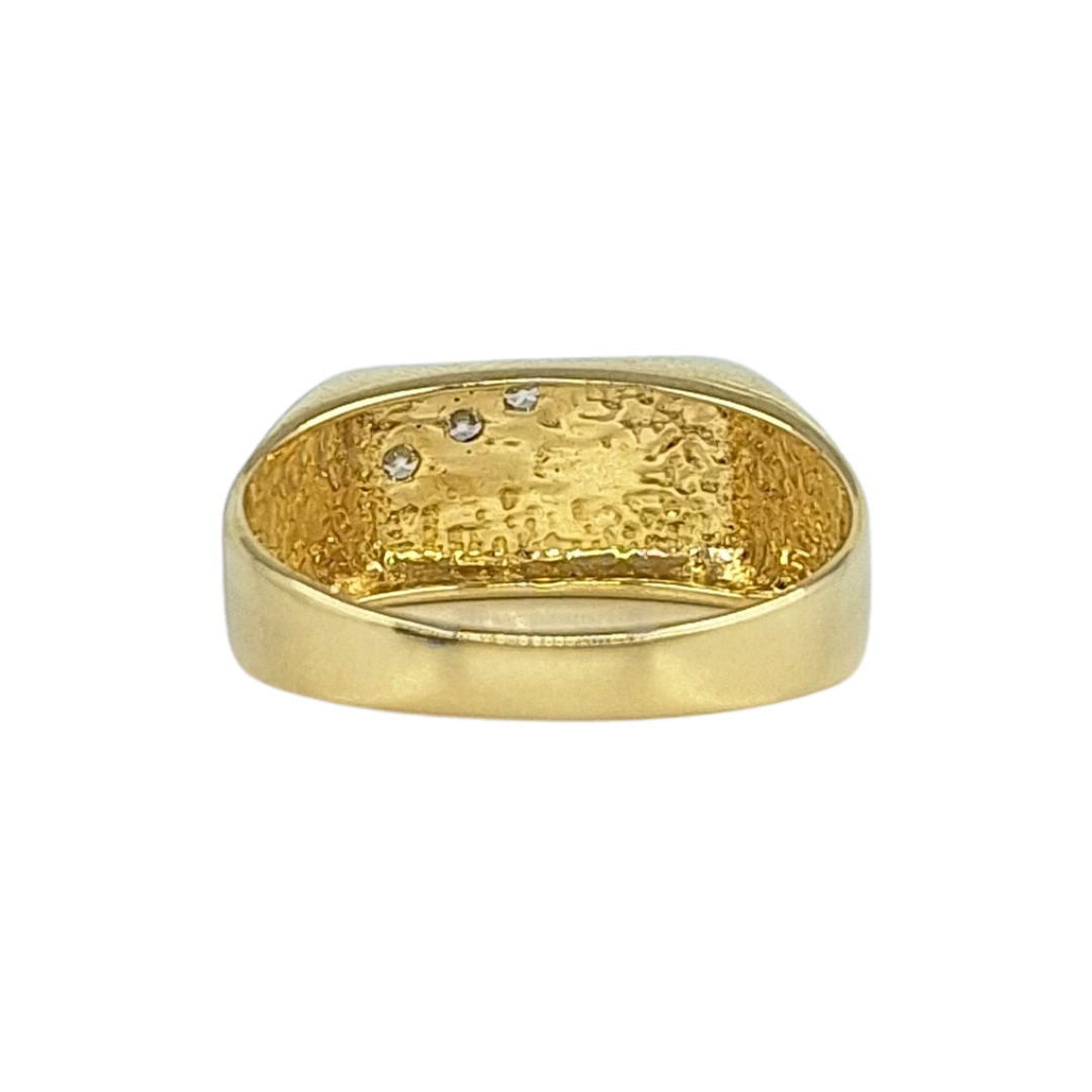 14ct Bi Colour Cz Set Signet Ring