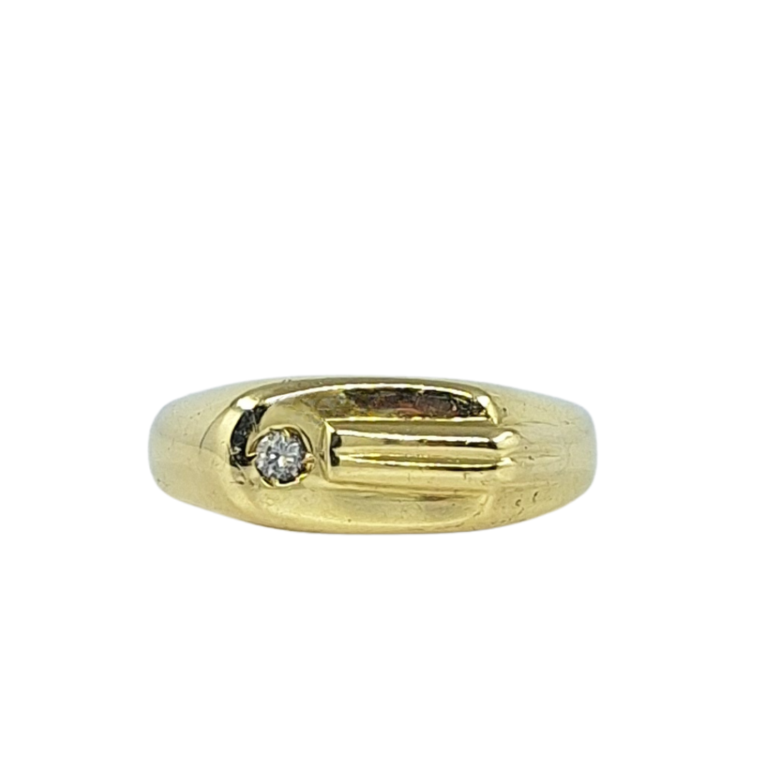 14ct Yellow Gold Cz Signet Ring