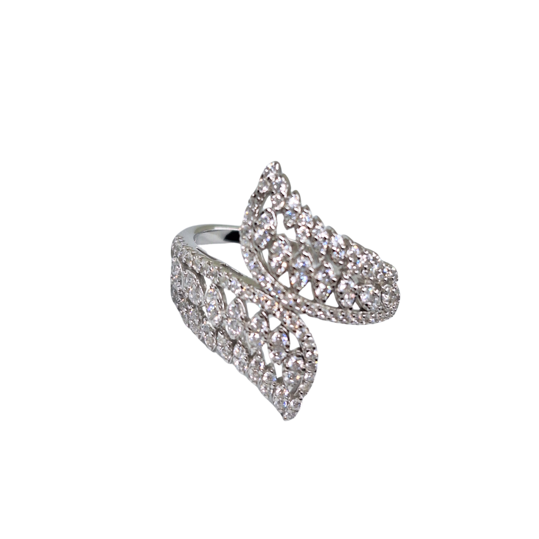 Silver Cubic Zirconia Crossover Ring