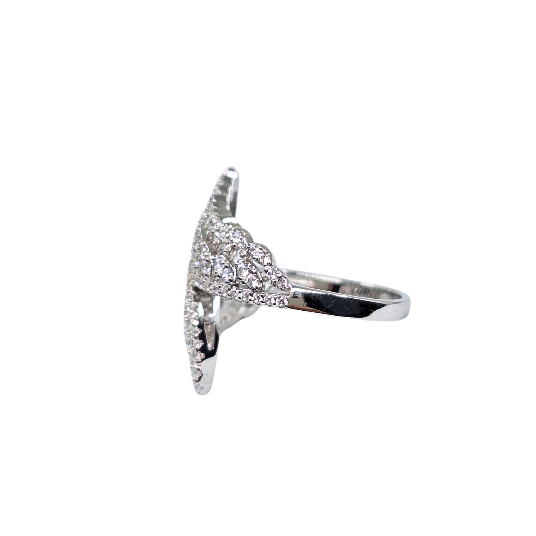 Silver Cubic Zirconia Crossover Ring