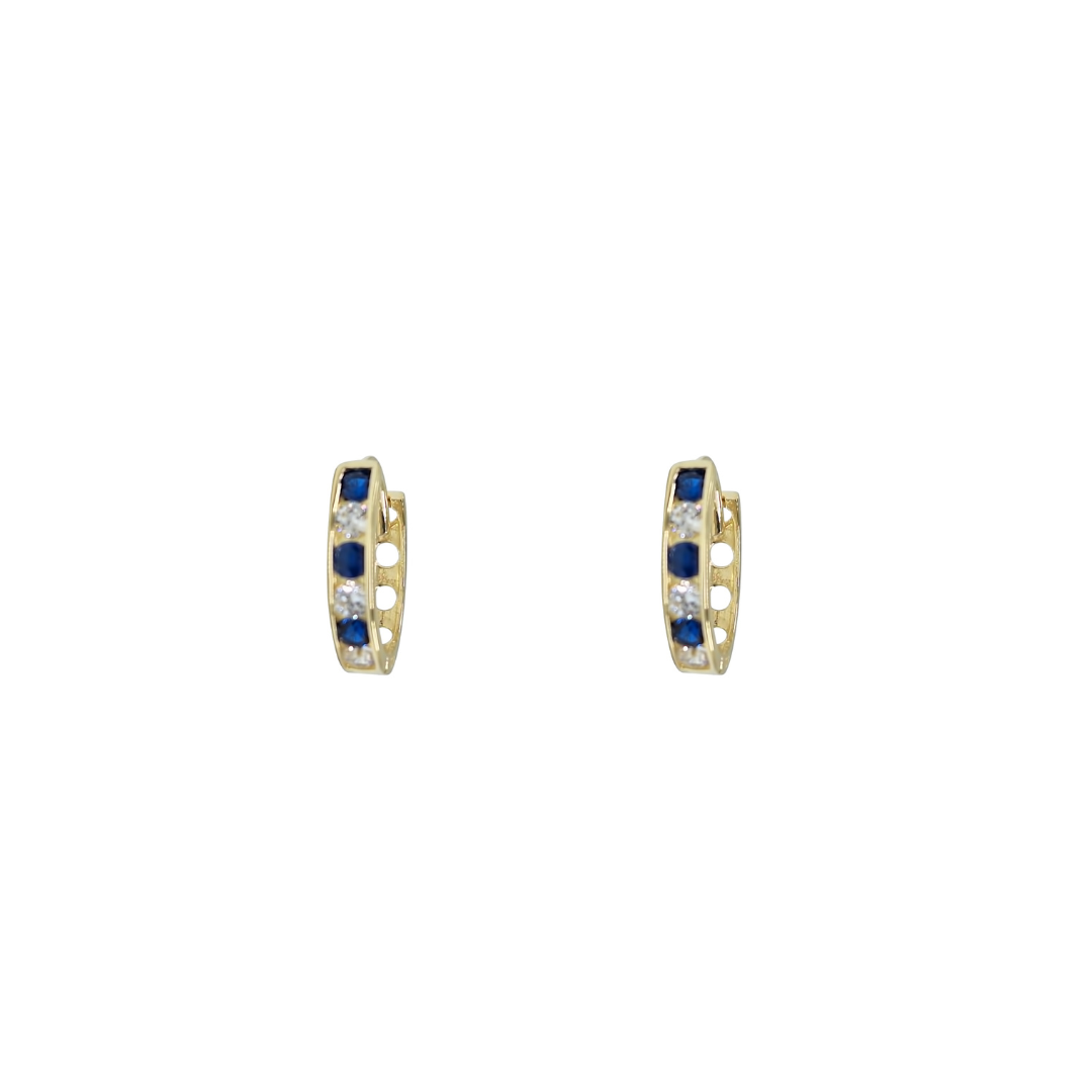 9ct Yellow Gold Blue Cubic Zirconia Huggie Earrings