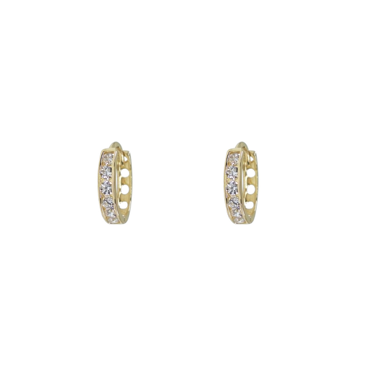 9ct Yellow Gold White Cubic Zirconia Huggie Earrings