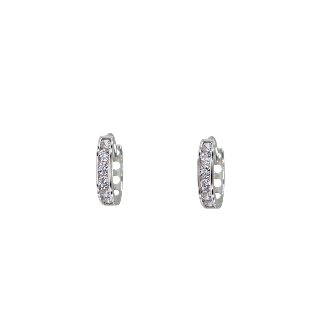 9ct White Gold Cubic Zirconia Huggie Earrings