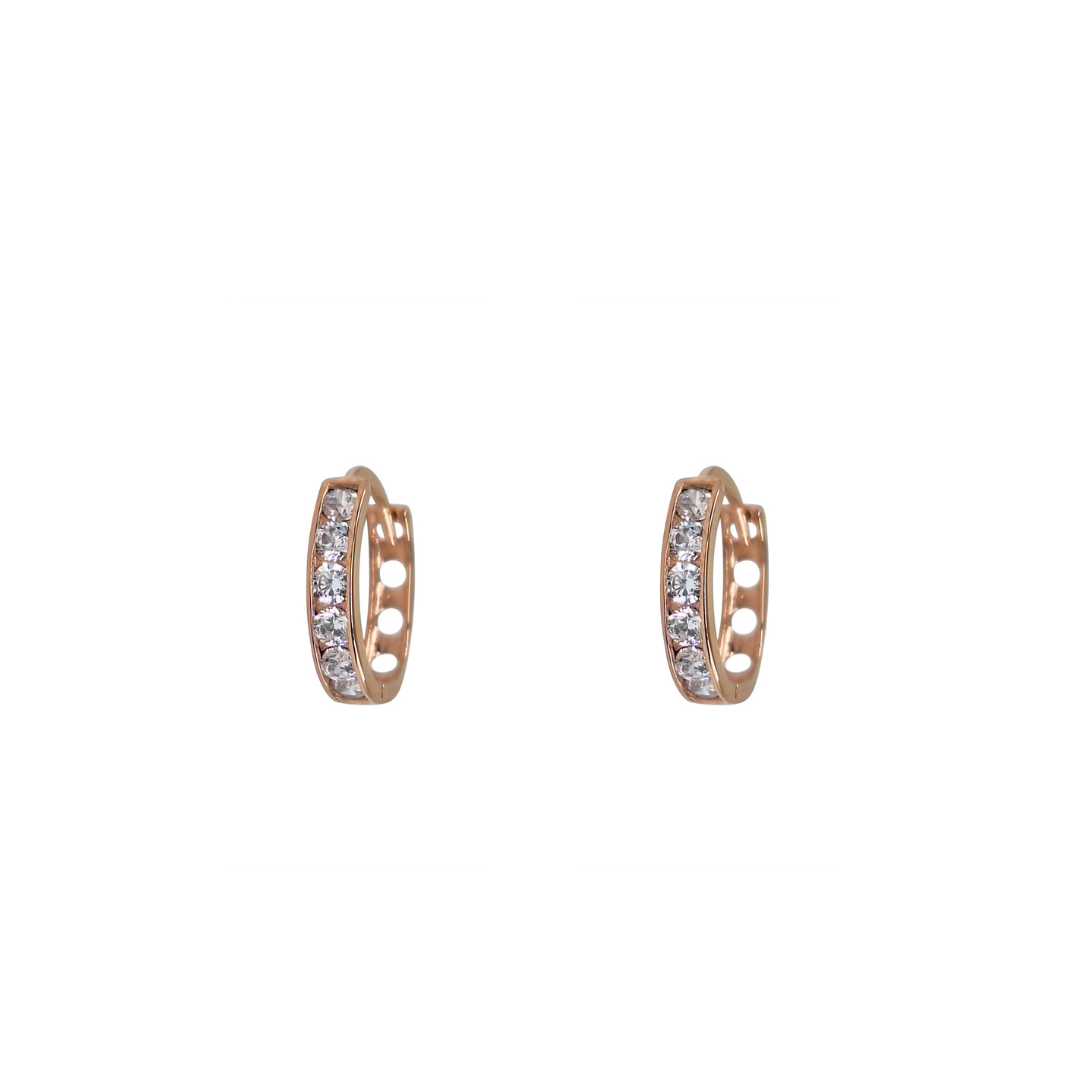 9ct Rose Gold Cubic Zirconia Huggie Earrings