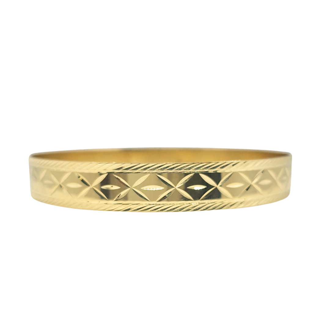 9ct Yellow Gold Diamond Cut Slave Bangle
