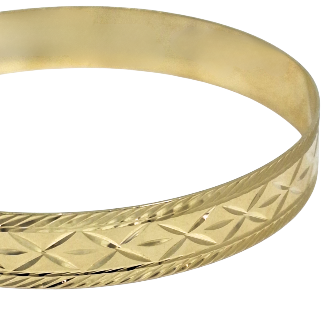 9ct Yellow Gold Diamond Cut Slave Bangle
