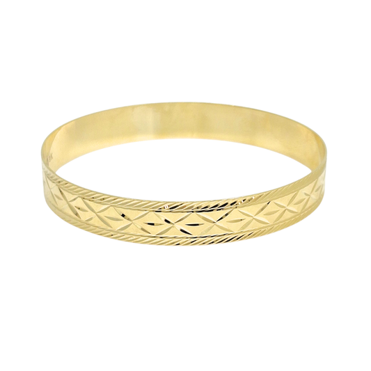 9ct Yellow Gold Diamond Cut Slave Bangle