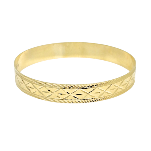 9ct Yellow Gold Diamond Cut Slave Bangle