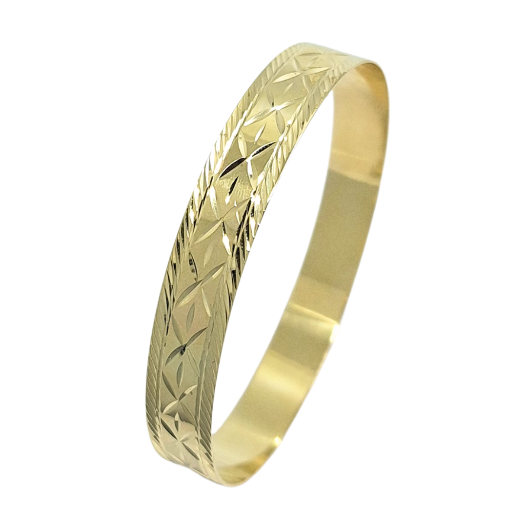 9ct Yellow Gold Diamond Cut Slave Bangle