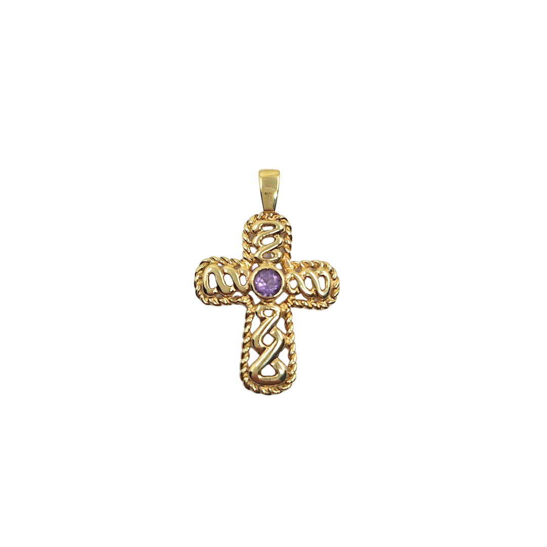 9ct Yellow Gold Amethyst Cross Pendant