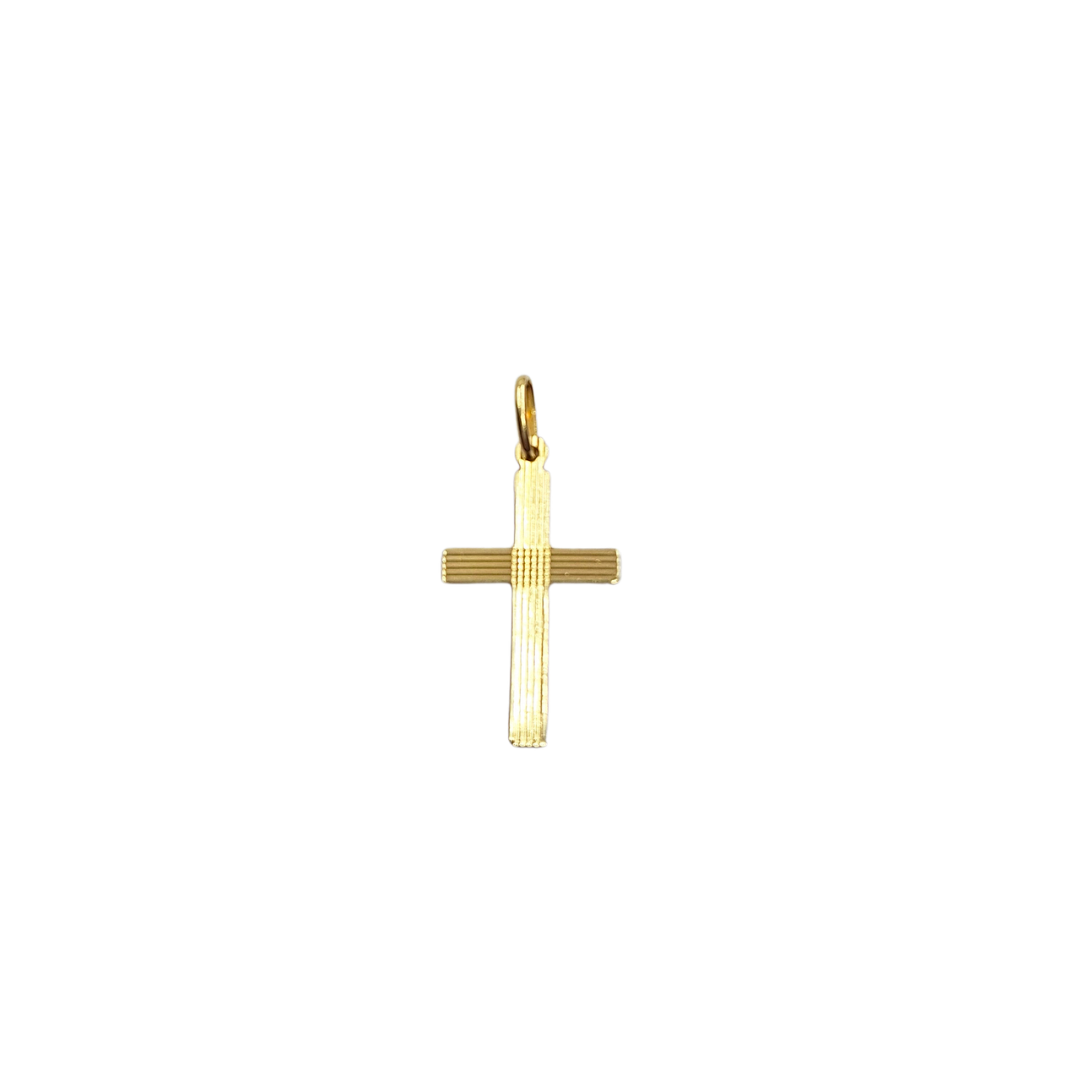 9ct Yellow Gold Lined Cross Pendant