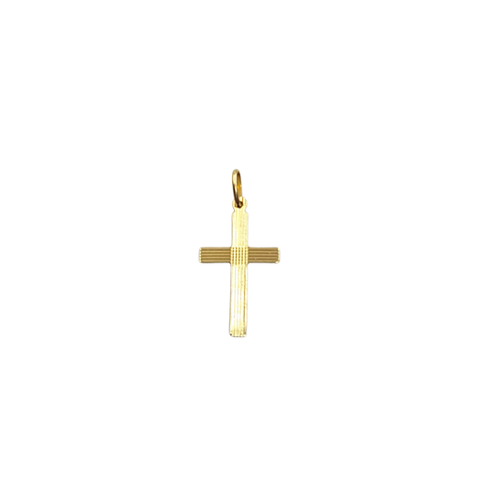 9ct Yellow Gold Lined Cross Pendant