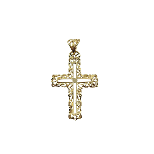9ct Yellow Gold Filigree Cross Pendant
